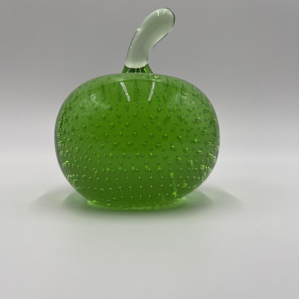 Vintage Murano Style Green Apple Art‎ Glass Paperweight